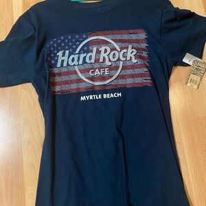 Hard Rock Cafe Navy T-Shirt with Flag Design